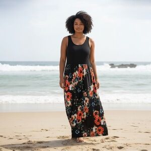 Floral Black Maxi Dress